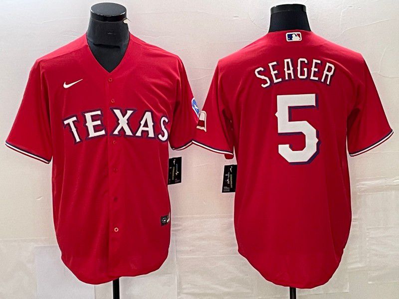 Men Texas Rangers #5 Seager Red Game Nike 2023 MLB Jersey->texas rangers->MLB Jersey